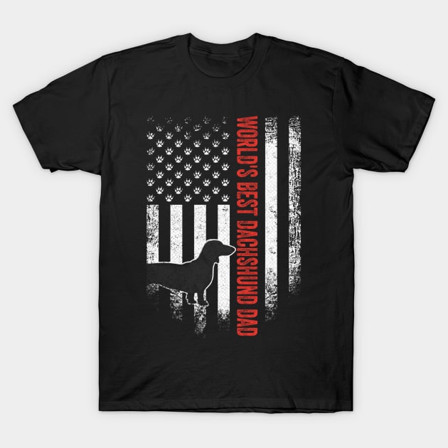 World's Best Dachshund Dad USA Flag T-Shirt by Xamgi